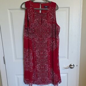 Chaps Red Paisley Midi Dress